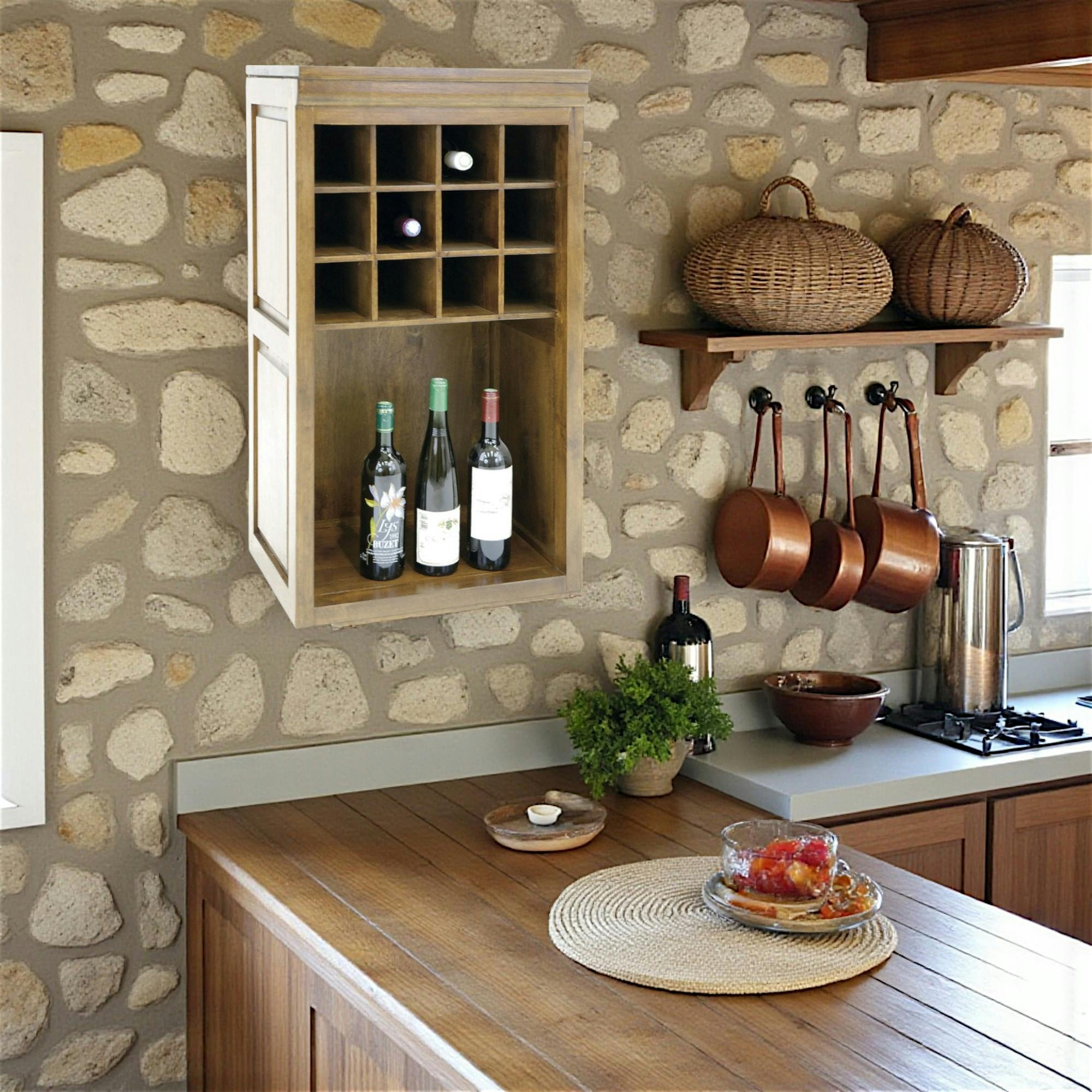 Meuble range bouteilles hévéa 49x38x88cm TRADITION
