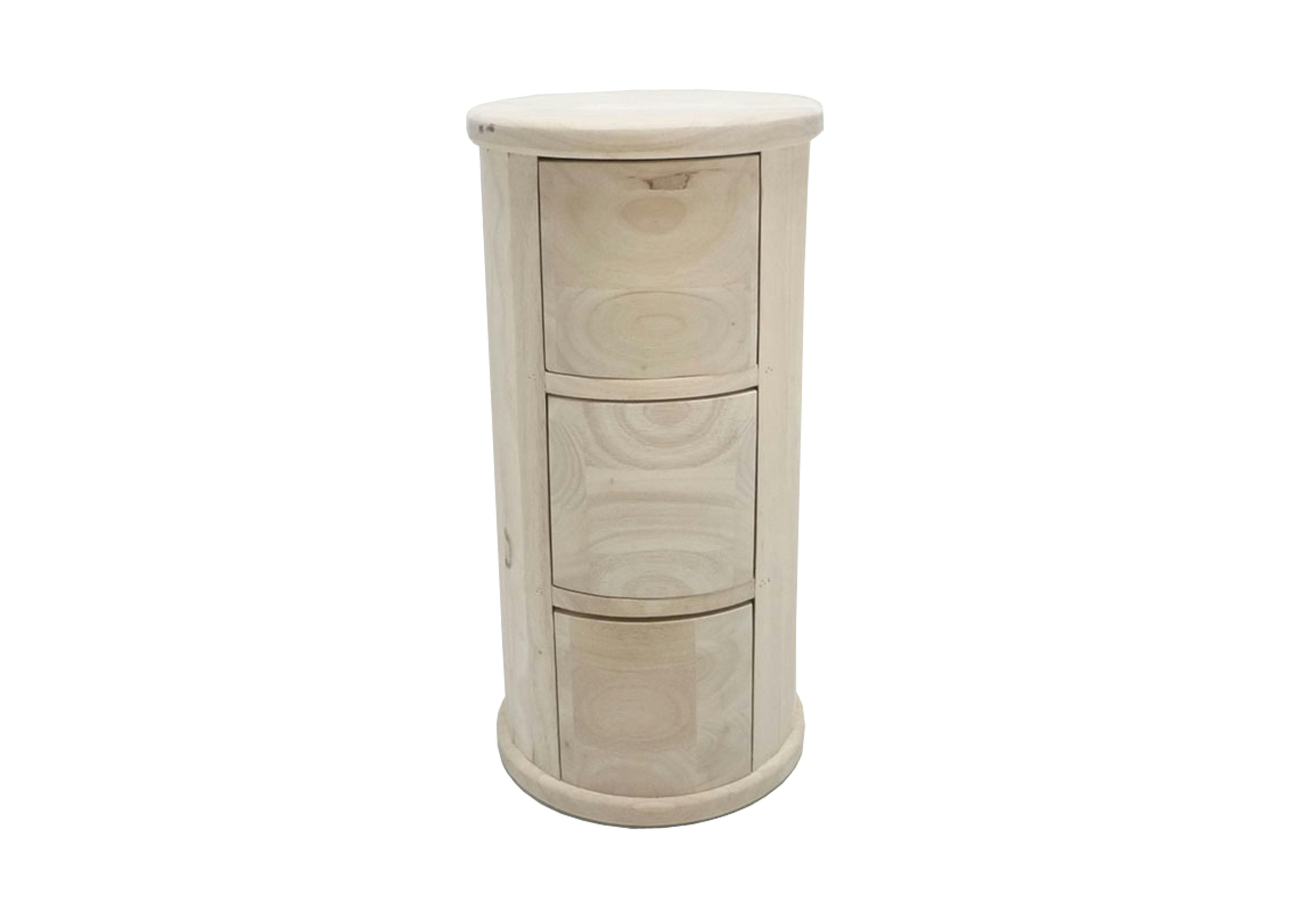 Meuble rangement cylindrique 3 tiroirs hévéa massif 56cm TRADITION