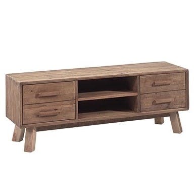 Meuble TV en bois recycle quatre tiroirs de style campagne