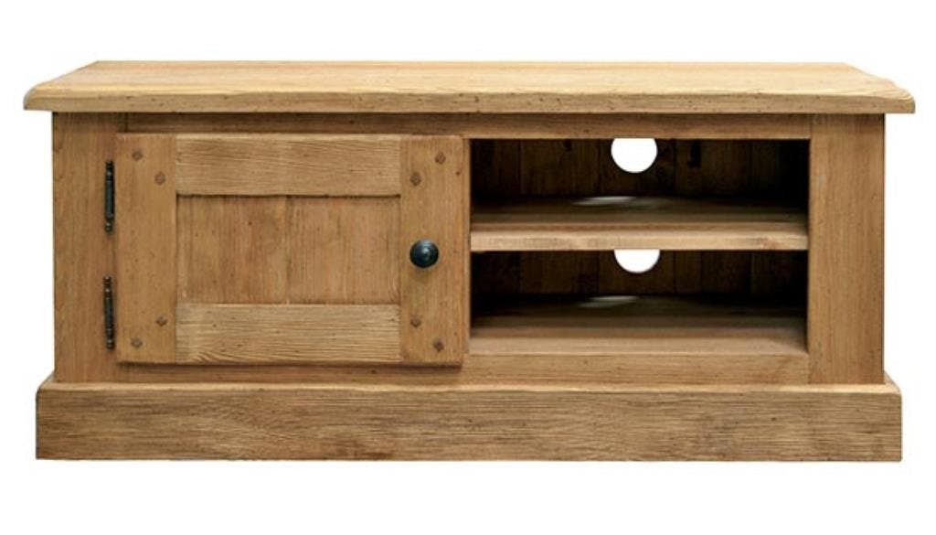Meuble TV 116cm Pin brossé lasuré LAUSANE