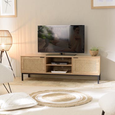 Meuble tv d'angle blanc en chêne NAXOS, Meubles TV