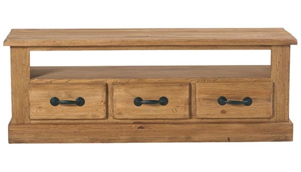 Meuble TV 152cm Pin brossé lasuré LAUSANE