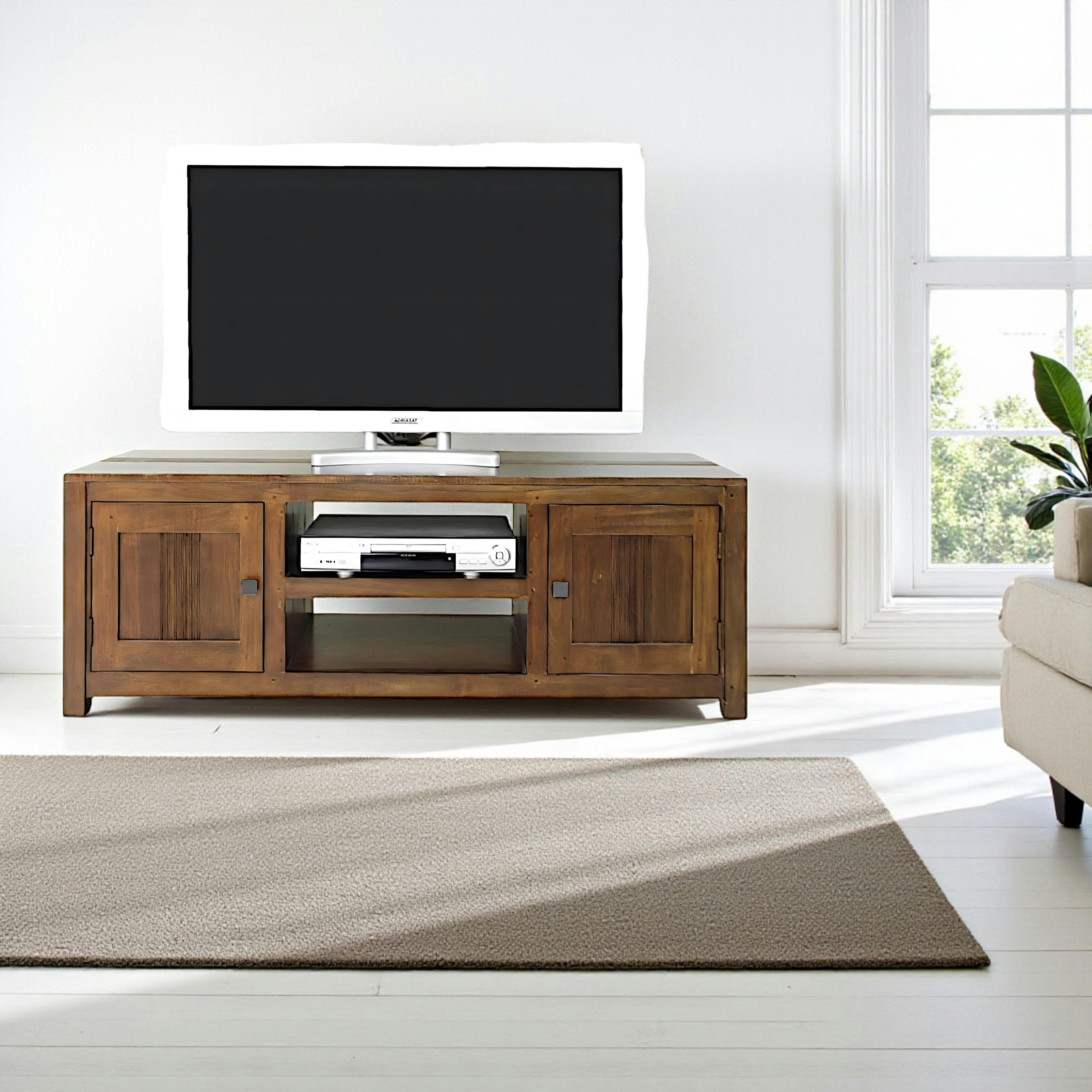 Meuble TV 2 portes hévéa 136cm GALA