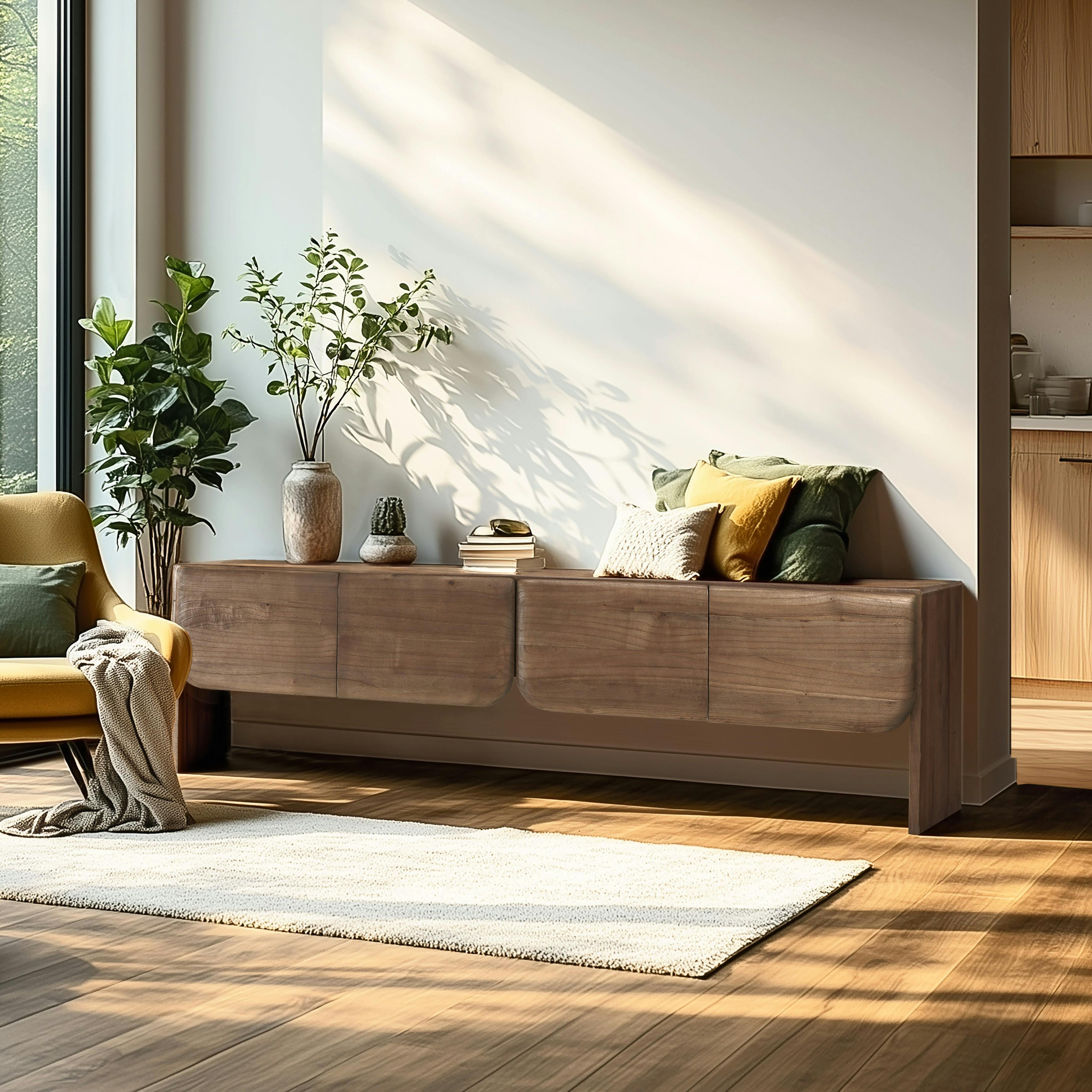 Meuble TV 4 portes en bois de mindi ARCUS