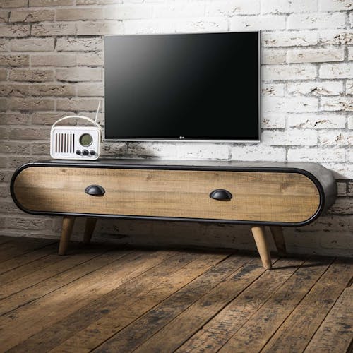 Meuble TV en bois et metal de style vintage