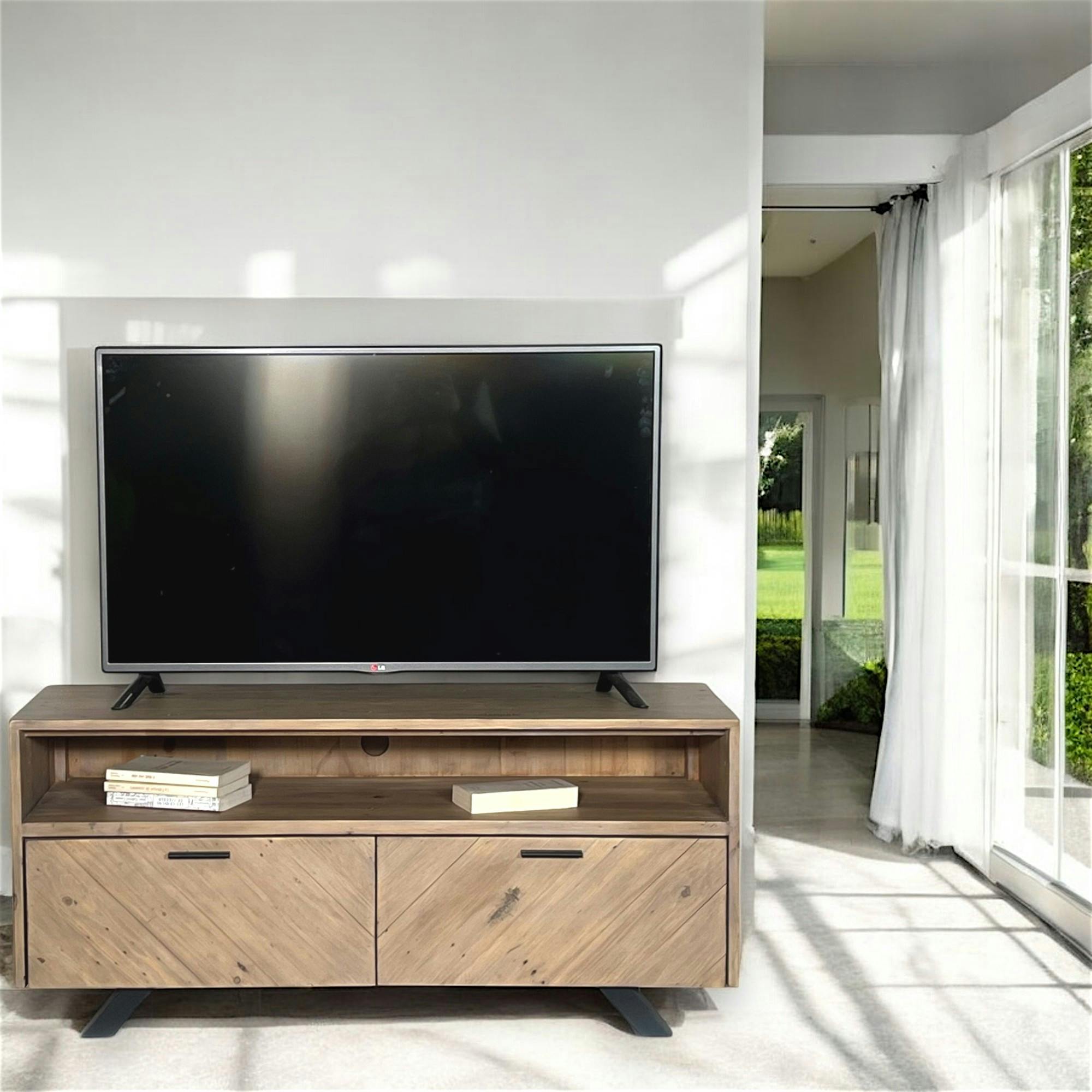Meuble tv avec rangement bois recyclé VITTORIA