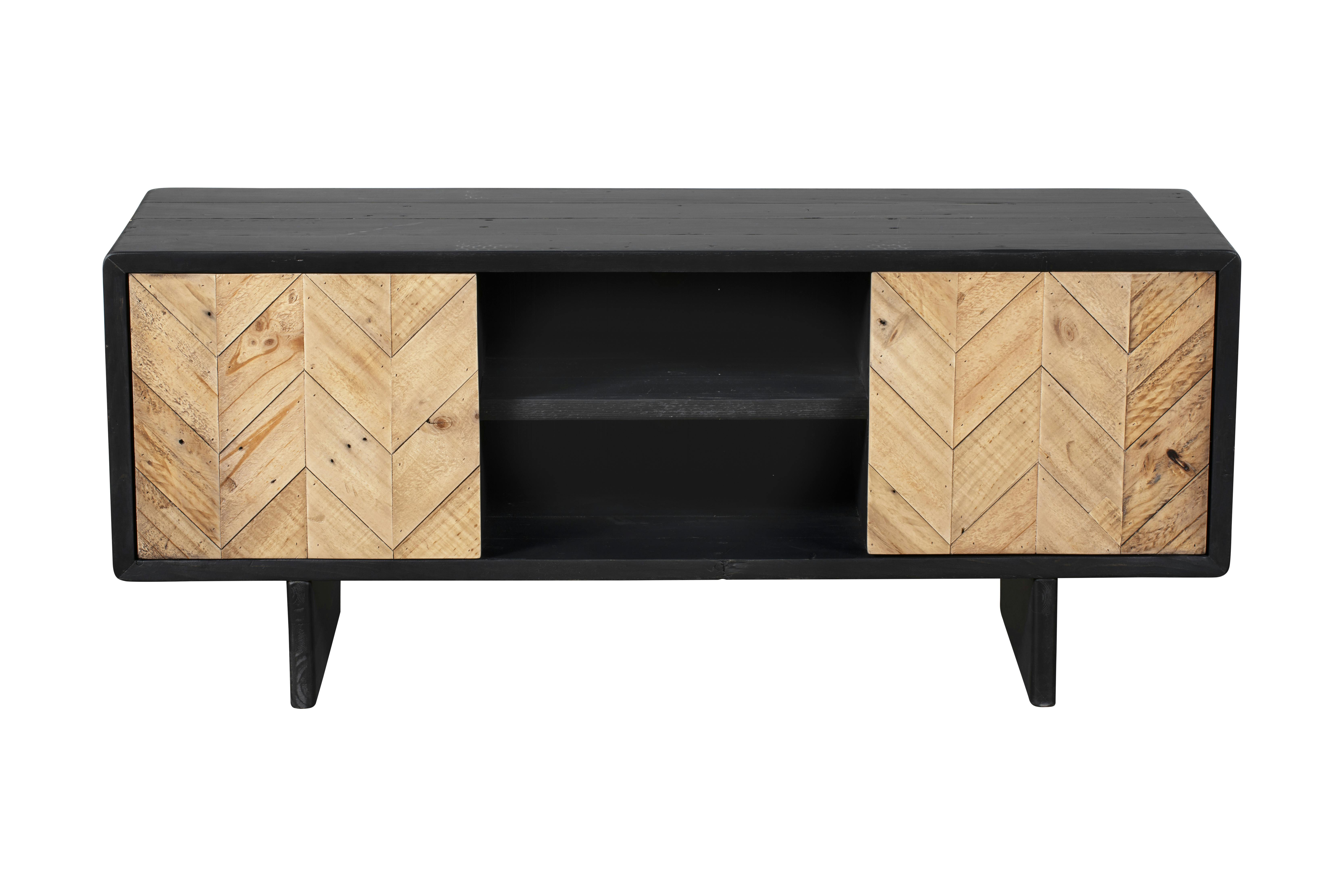 Meuble tv avec rangement en bois recyclé FSC motif chevron FAGA