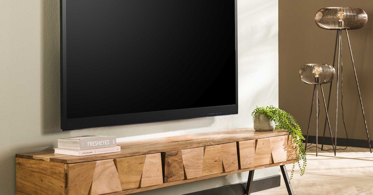 Meuble TV avec rangement façade en relief MELBOURNE, Meubles TV