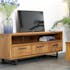 Meuble TV en bois massif et metal trois tiroirs de style contemporain