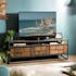 Meuble TV en bois recycle et metal de style contemporain
