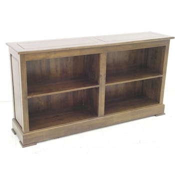 Meuble TV / Bibliothèque basse Hévéa 4 niches 150x35x80cm TRADITION