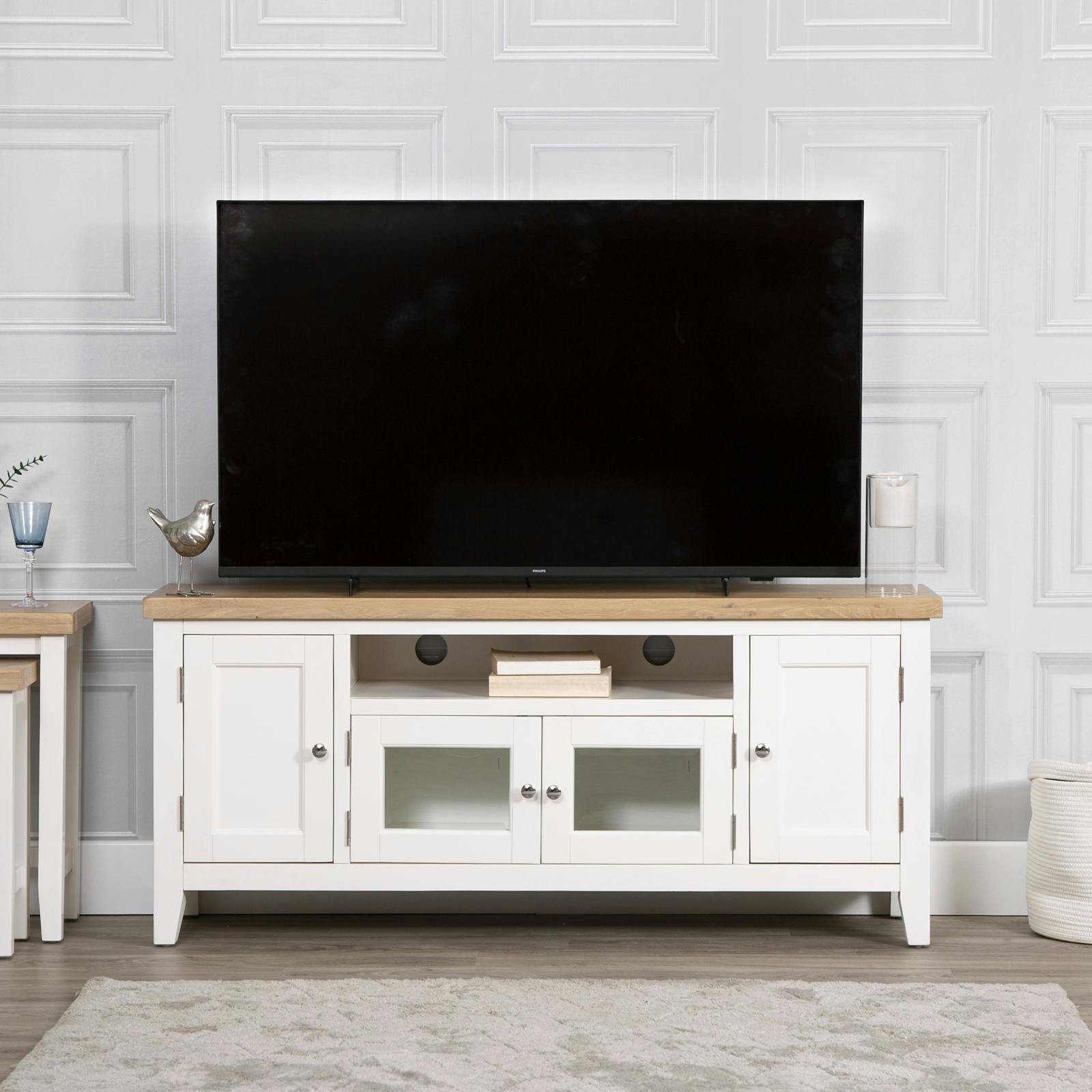 Meuble tv blanc avec rangement NAXOS