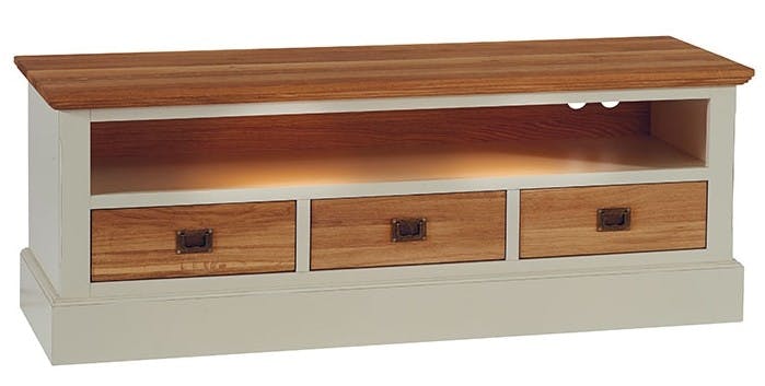 Meuble TV blanc bois massif grand modèle BRIEUC