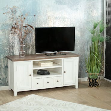 Meuble TV blanc bois recyclé BRISTOL
