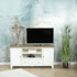 Meuble TV blanc bois recyclé BRISTOL