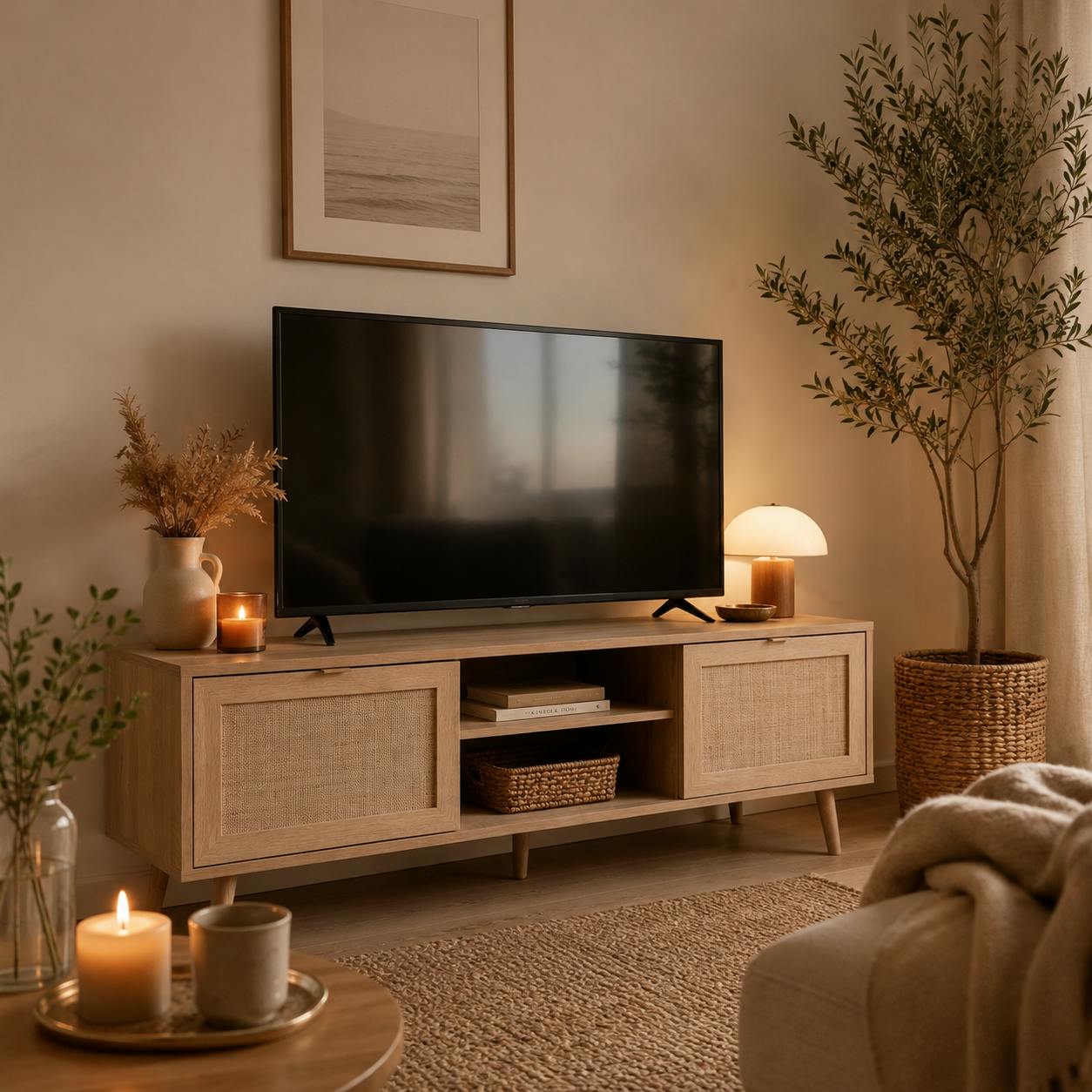 Meuble TV bohème 2 portes 1 niche centrale SONA