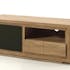 Meuble TV bois bicolore naturel / laqué noir en Chêne massif 1 porte, 1 tiroir, 1 niche 128x40x50cm MALMOE2
