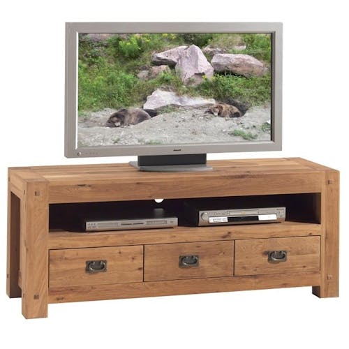 Meuble TV en bois trois tiroirs de style campagne