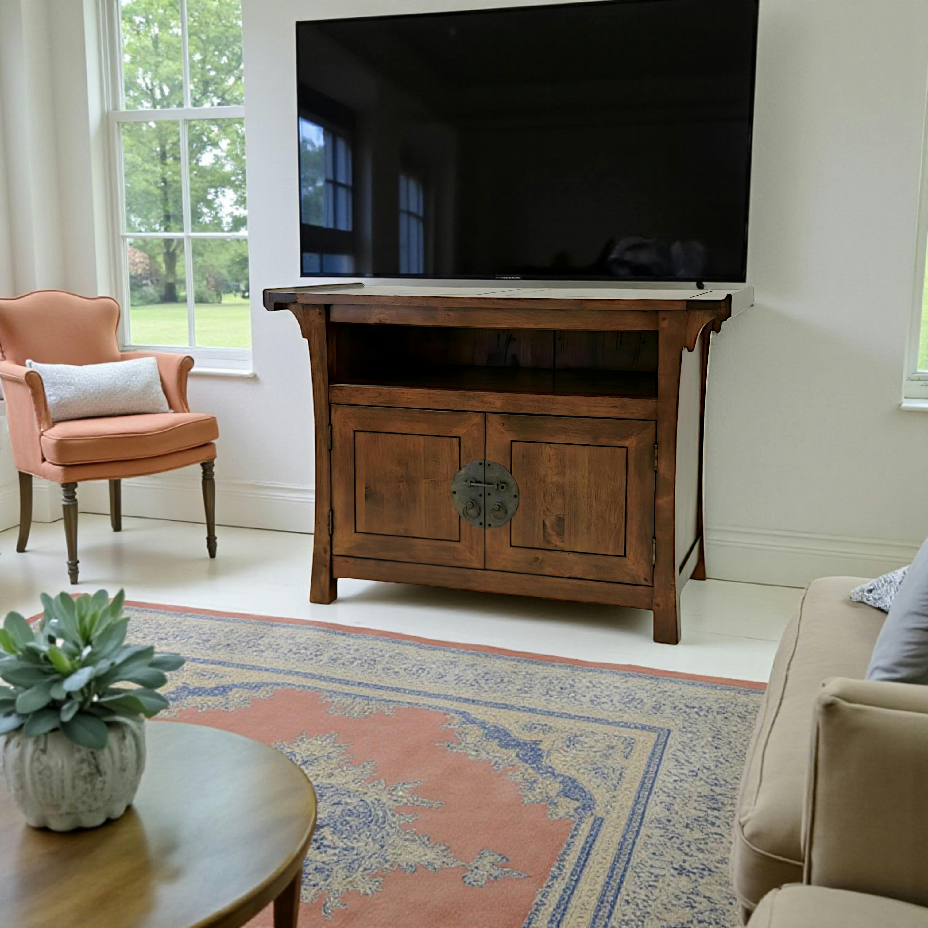 Meuble TV bois massif style colonial MAORI