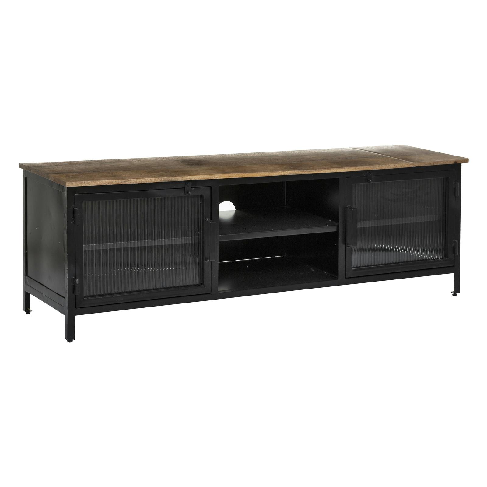 Meuble tv bois métal et verre ATELIER