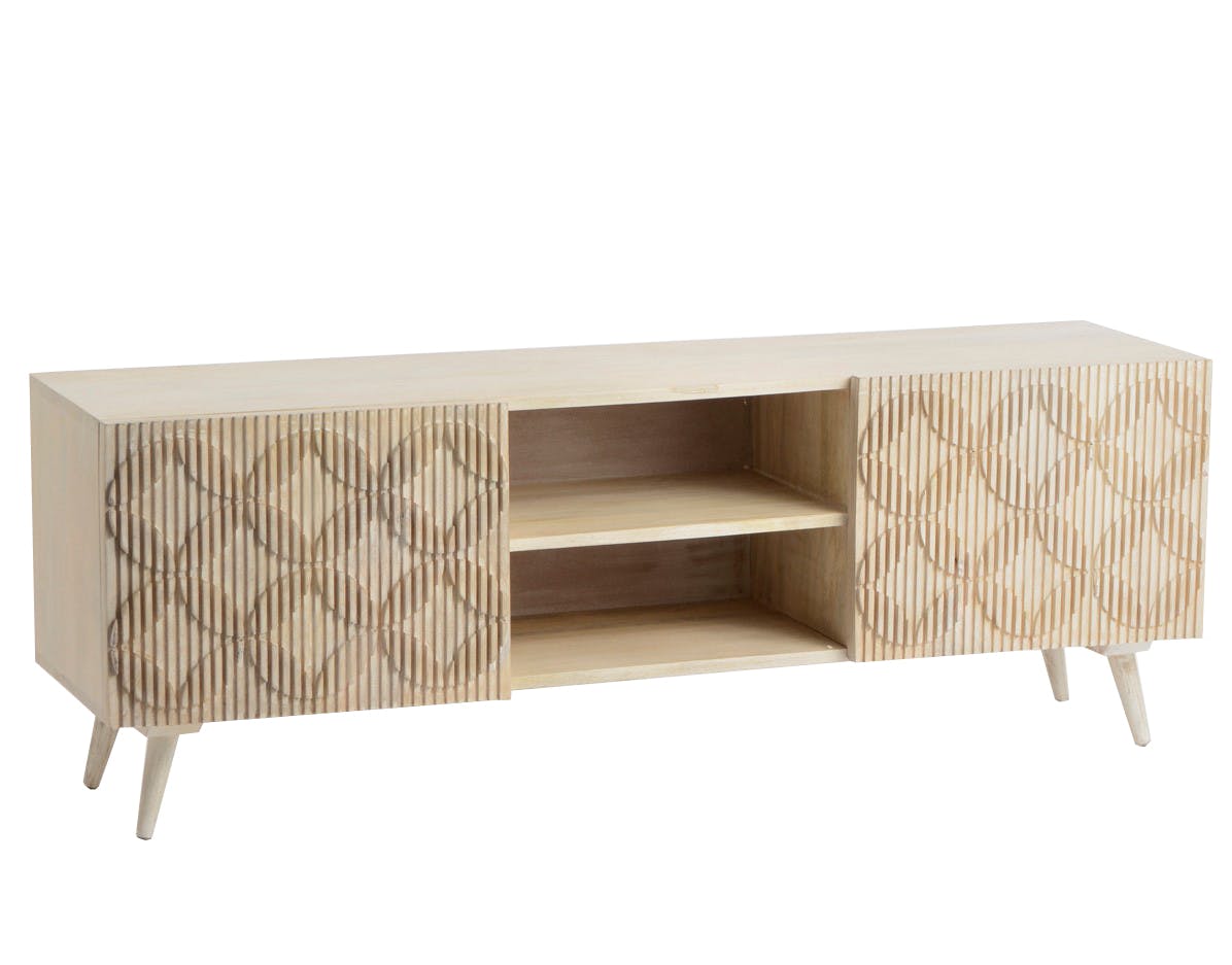 Meuble TV en bois deux portes de style contemporain