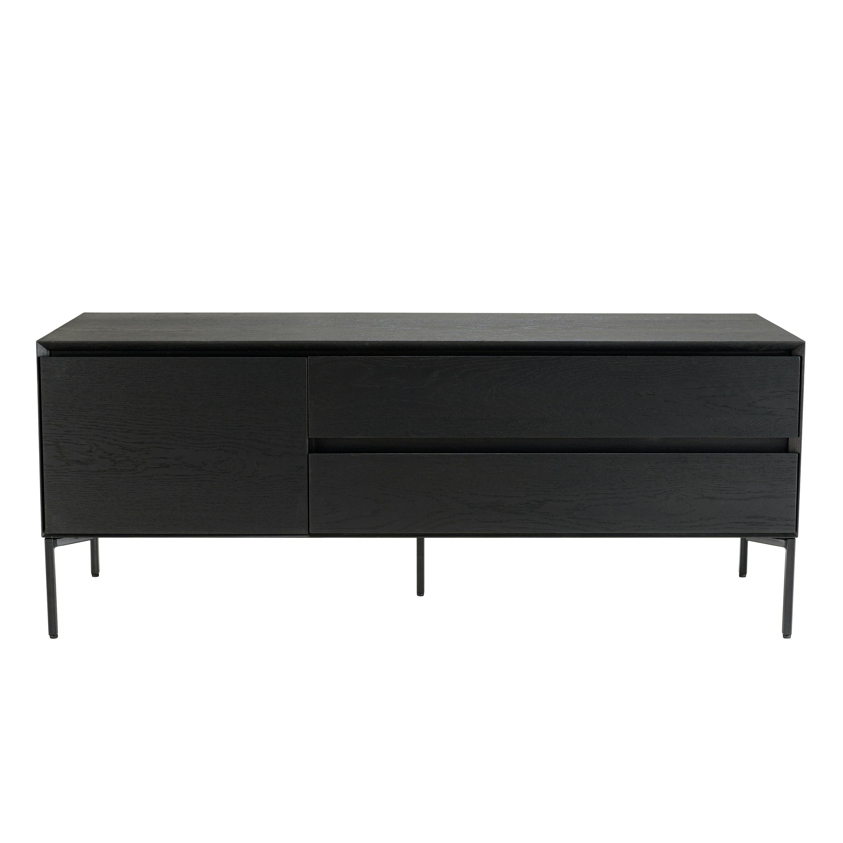 Meuble TV contemporain bois couleur noire 1 porte 2 tiroirs MAYENCE