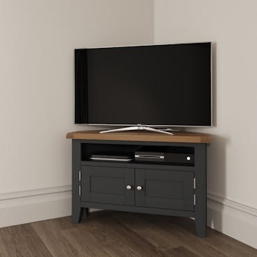  Meuble TV d'angle en bois finition charbon COVENTRY