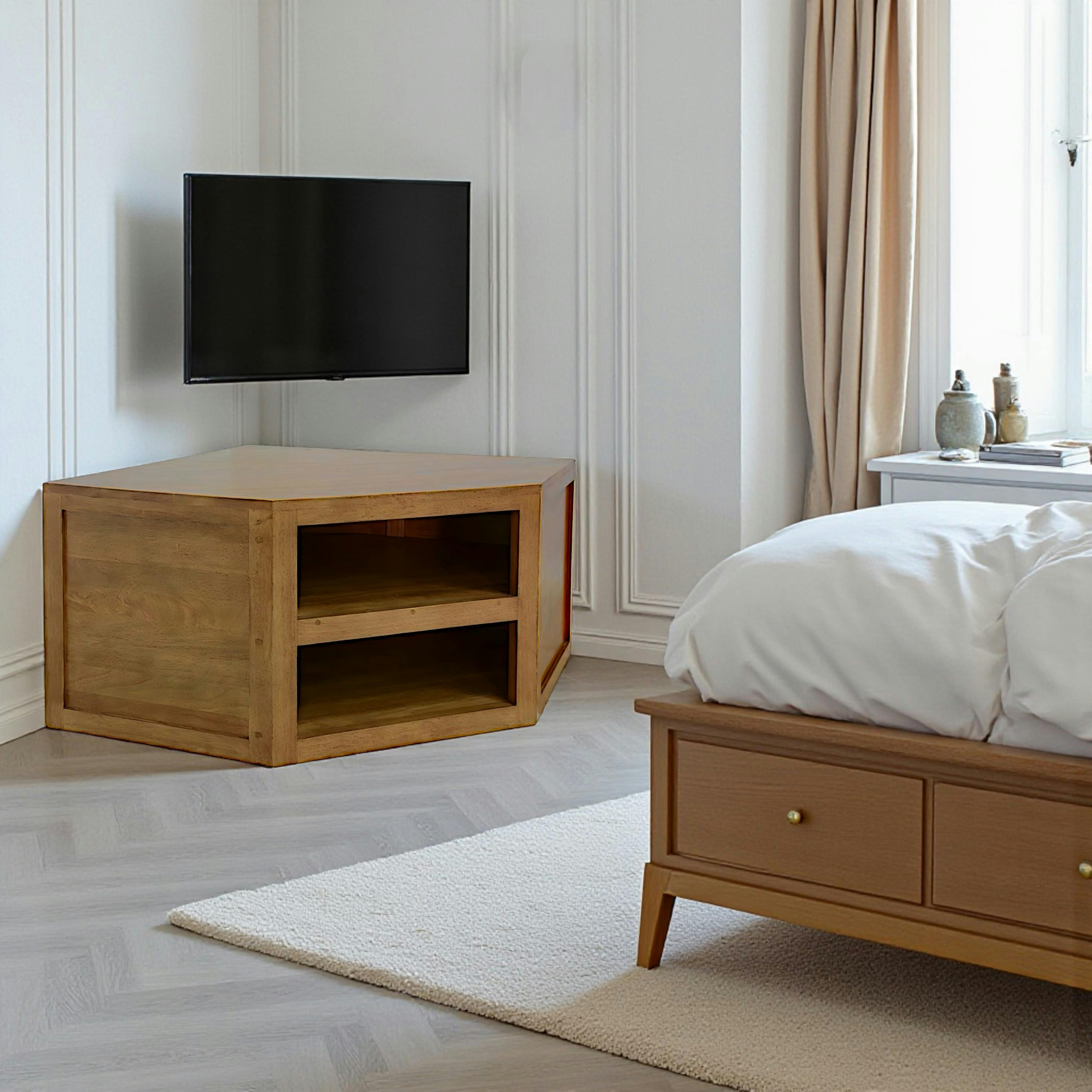 Meuble TV d'angle hévéa 76CM OLGA