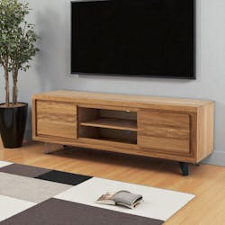 Meuble tv en bois 2 portes - frise décorative ROSETO