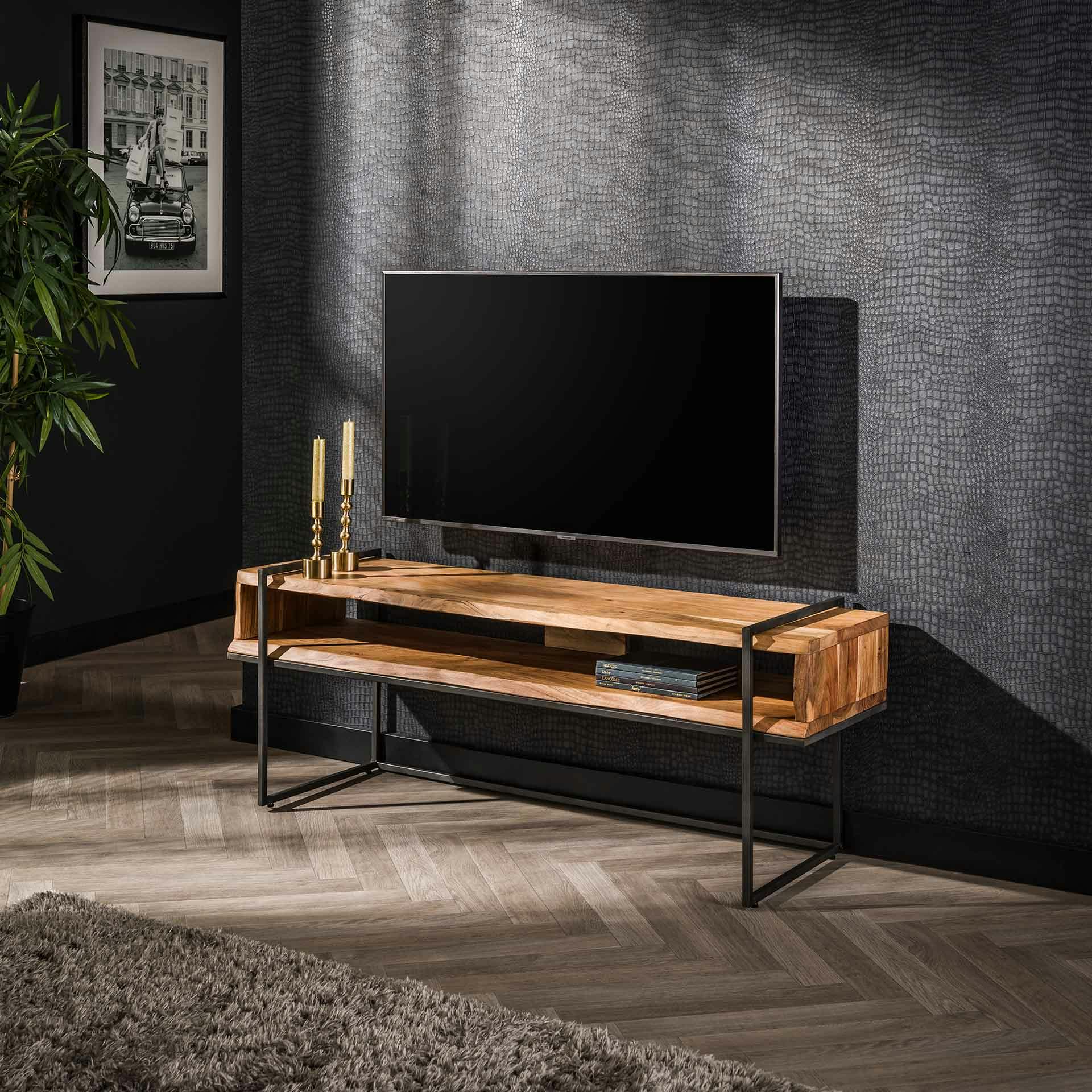 Meuble tv en bois d'acacia avec niche traversante MELBOURNE