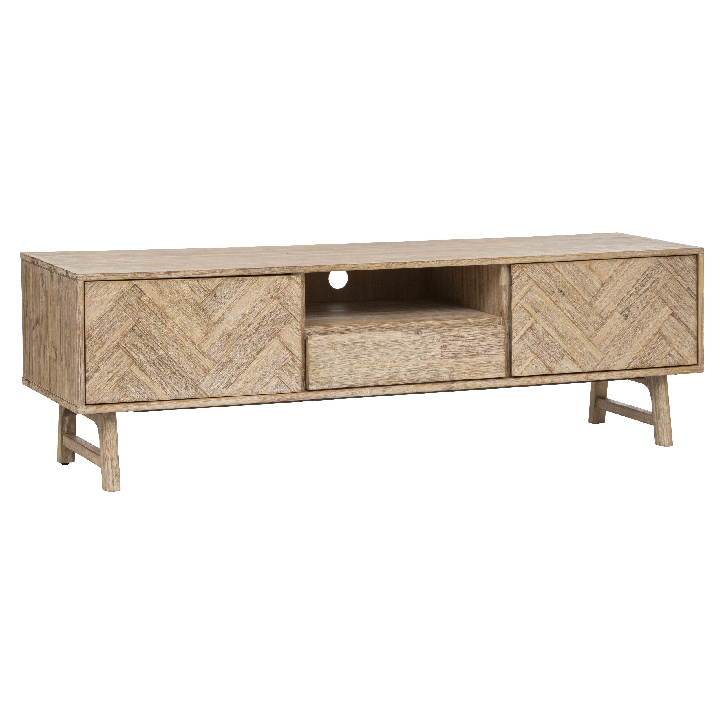 Meuble TV en bois d'acacia décor marqueterie