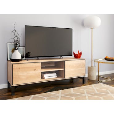  Meuble tv en bois de chêne blanc et métal noir MESSINE