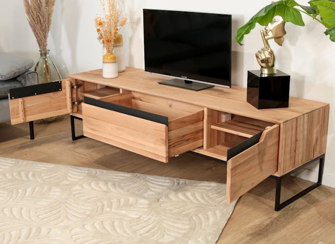Meuble tv en bois de chêne blanc PALERME