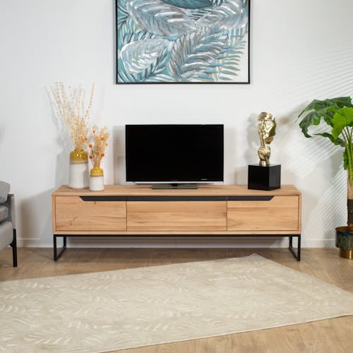Meuble tv en bois de chêne blanc PALERME