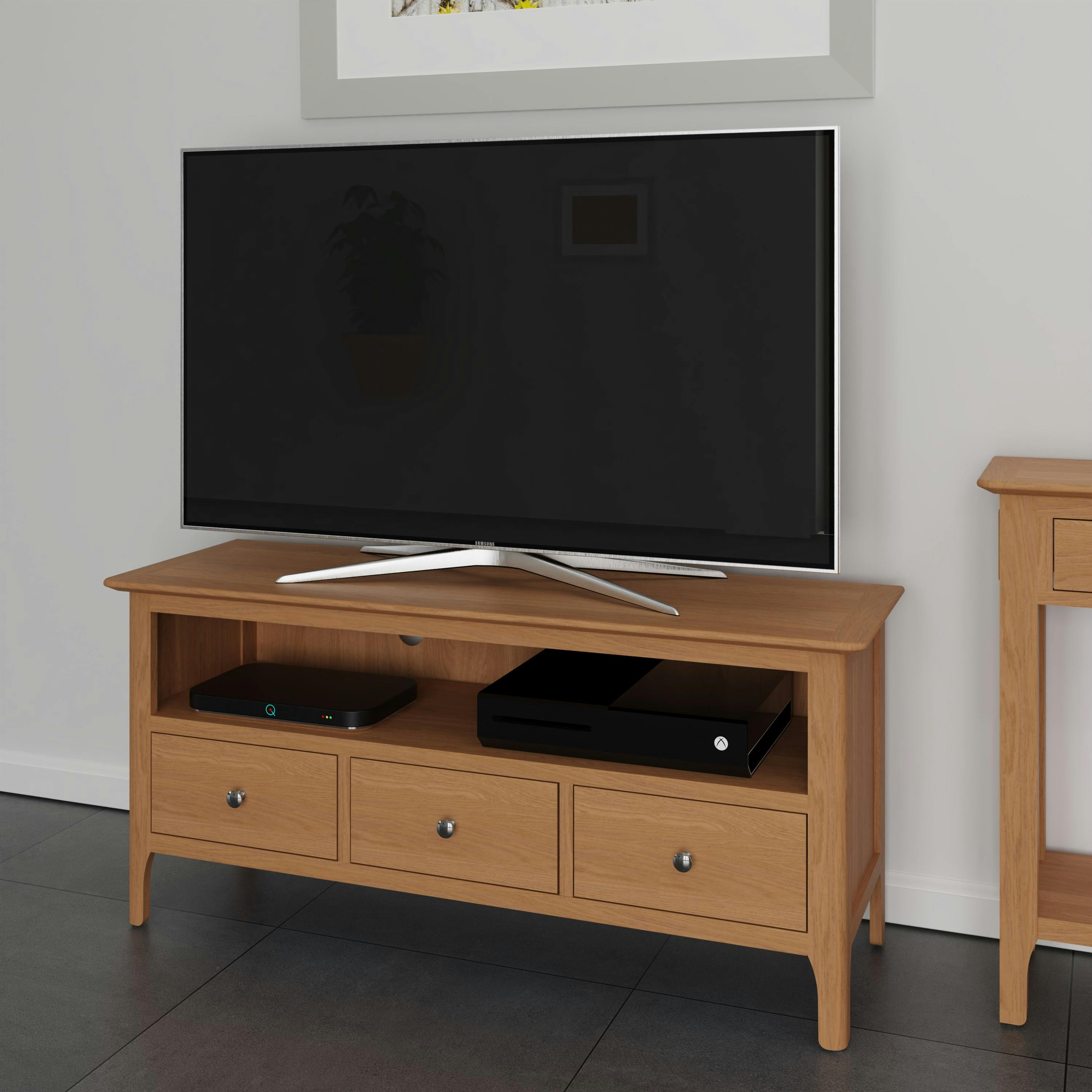 Meuble tv en bois de chêne blond avec rangement CRUZ