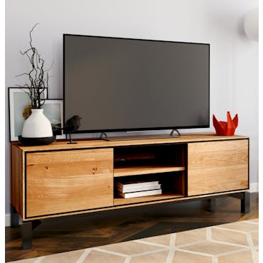  Meuble tv en bois de chêne huilé et métal noir MESSINE