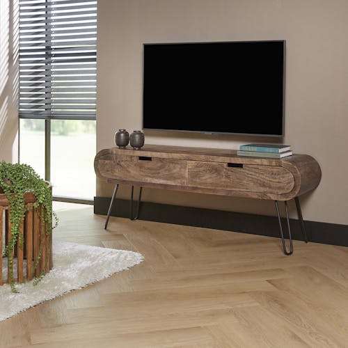 Meuble tv en bois forme oblongue NIAGARA