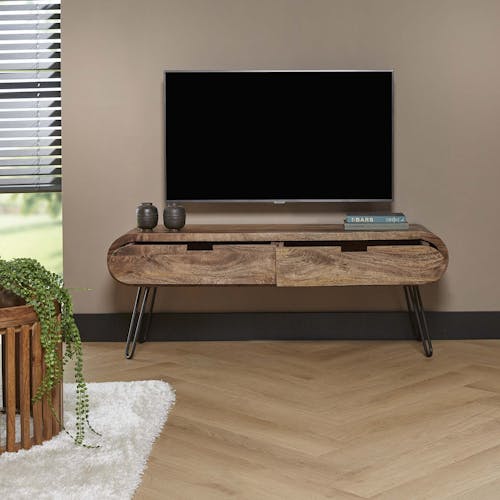 Meuble tv en bois forme oblongue NIAGARA