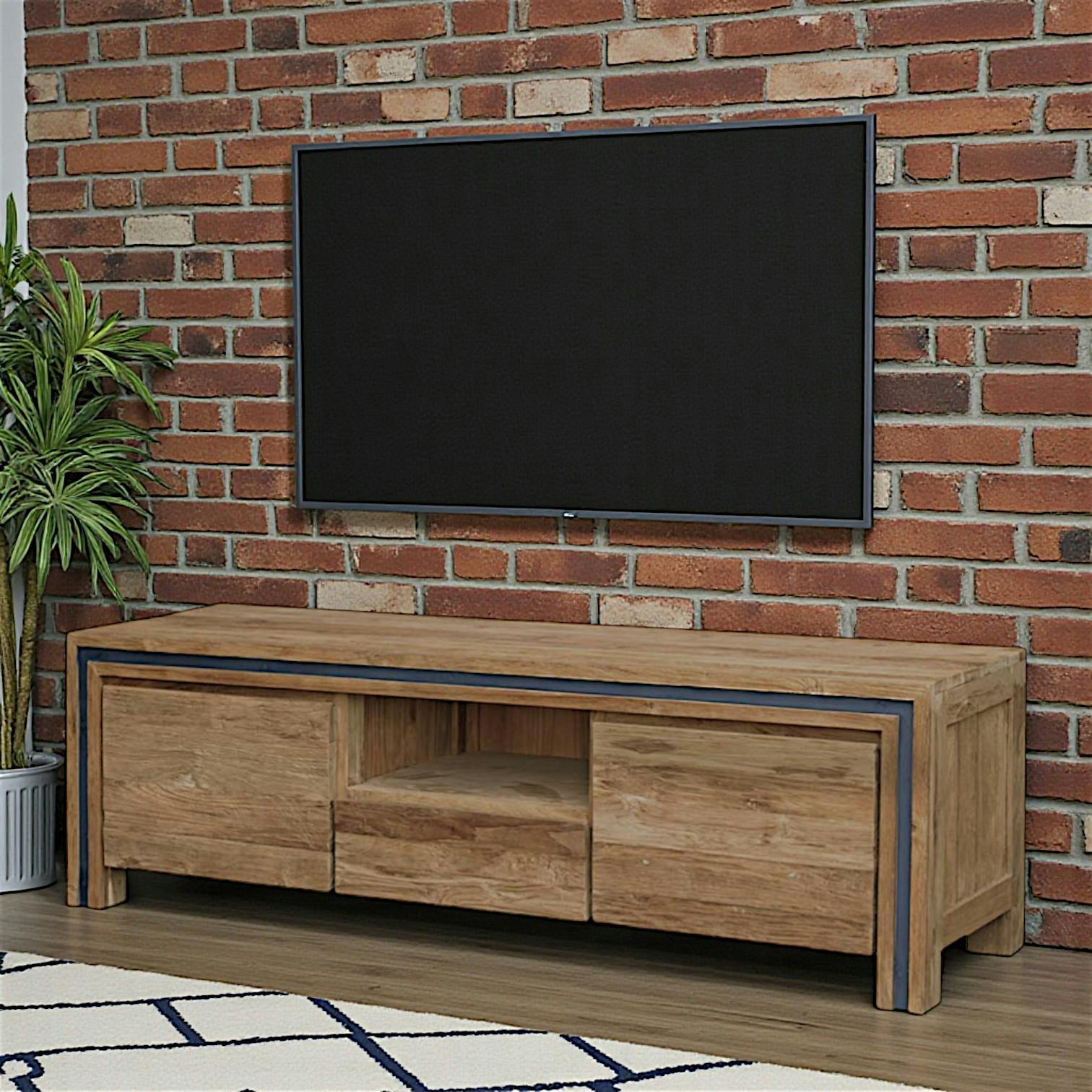 Meuble TV en bois recyclé de teck 2 portes VADOD