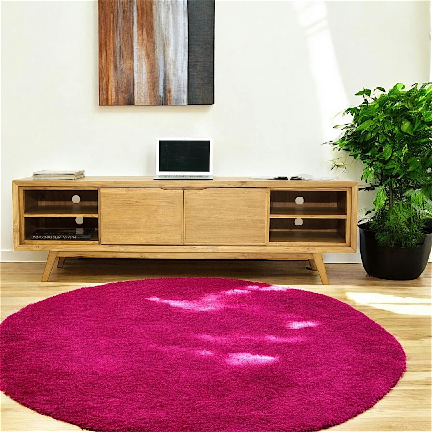 Meuble TV en bois massif avec portes de style vintage