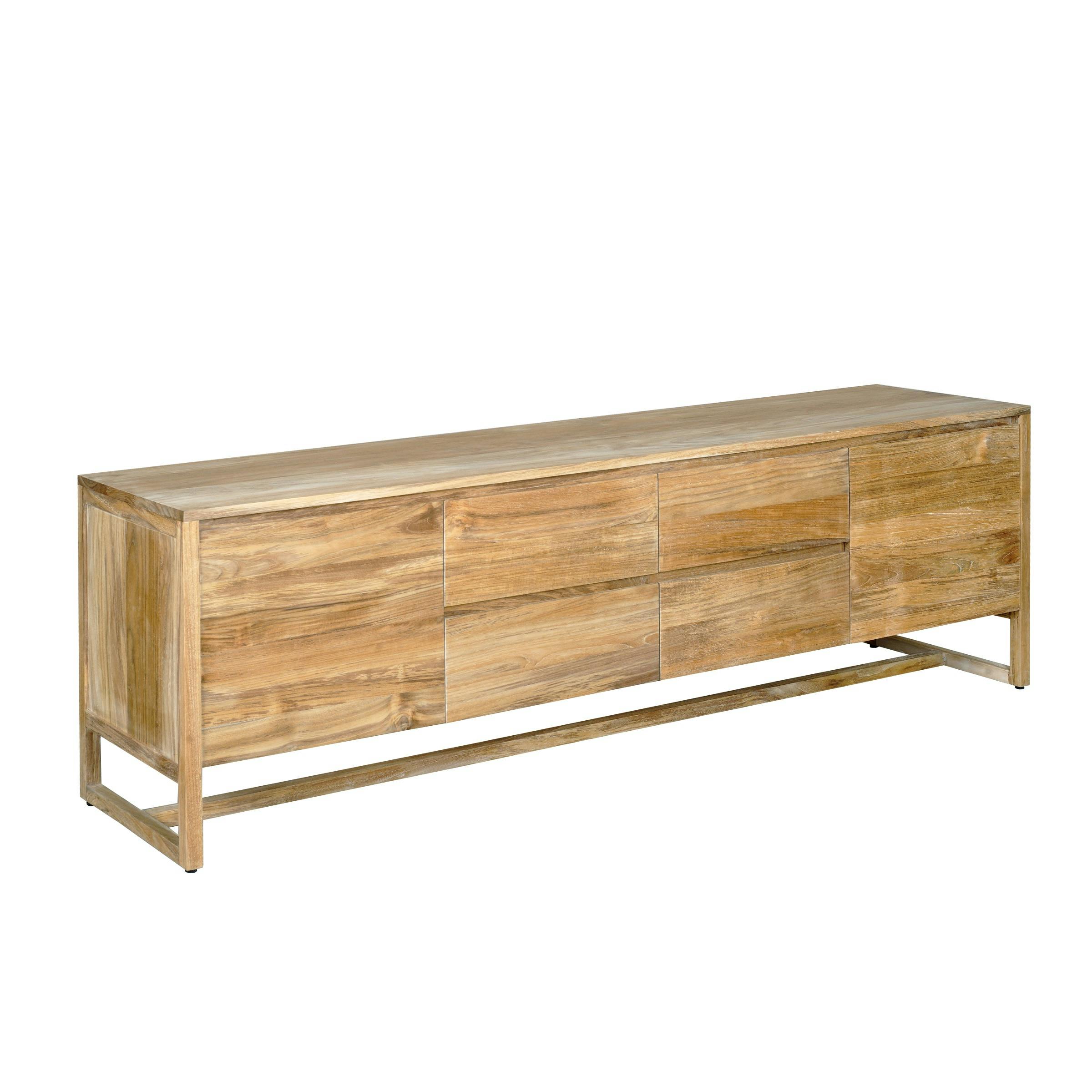 Meuble TV en teck massif naturel 4 tiroirs 190 cm