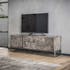Meuble TV en bois et metal vieilli trois portes style contemporain