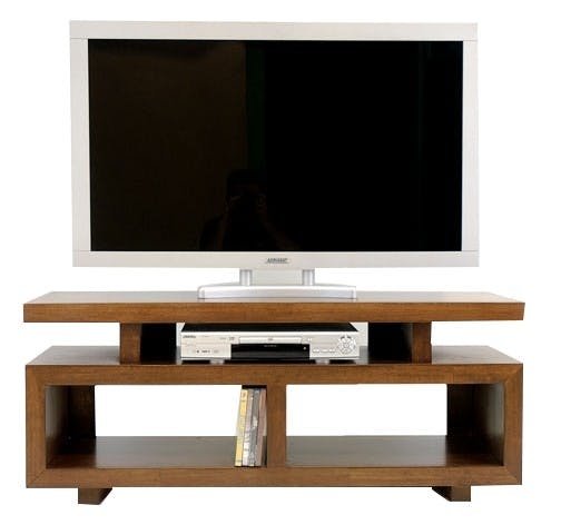 Meuble TV hévéa 2 niches 120cm HELENA