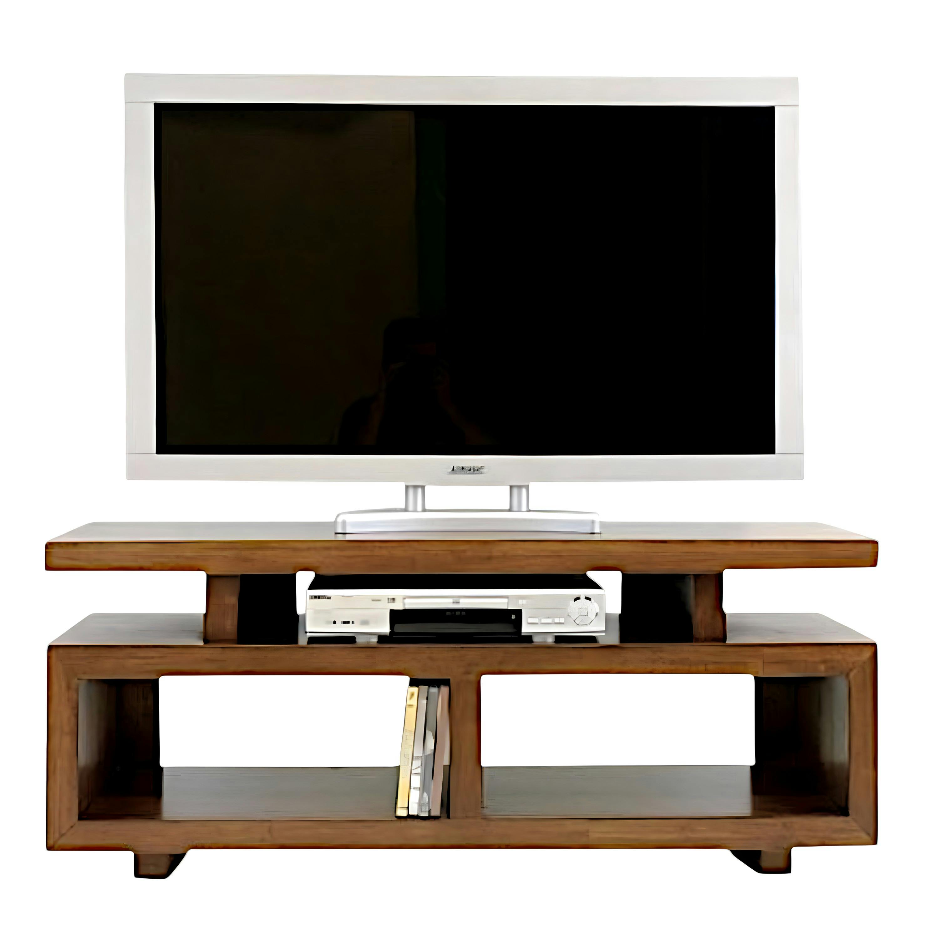 Meuble TV hévéa 2 niches 120cm HELENA