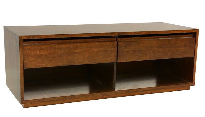 Meuble TV Hévéa 2 tiroirs, 2 niches basses 120x45x45cm BALTIC