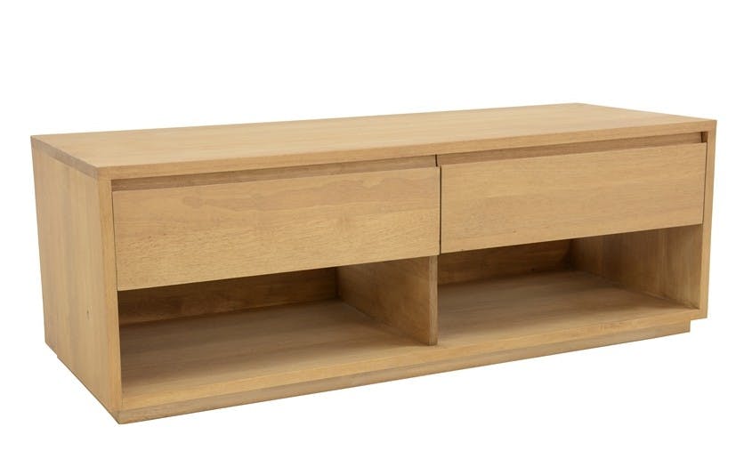 Meuble TV Hévéa 2 tiroirs, 2 niches basses 120x45x45cm BALTIC