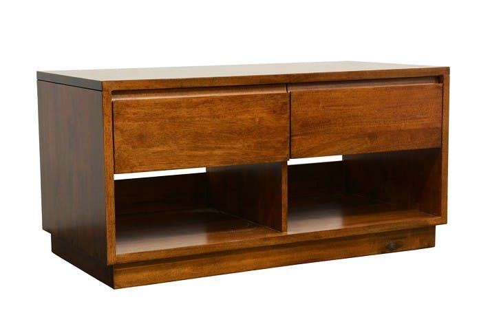 Meuble TV Hévéa 2 tiroirs, 2 niches basses 90x45x45cm BALTIC