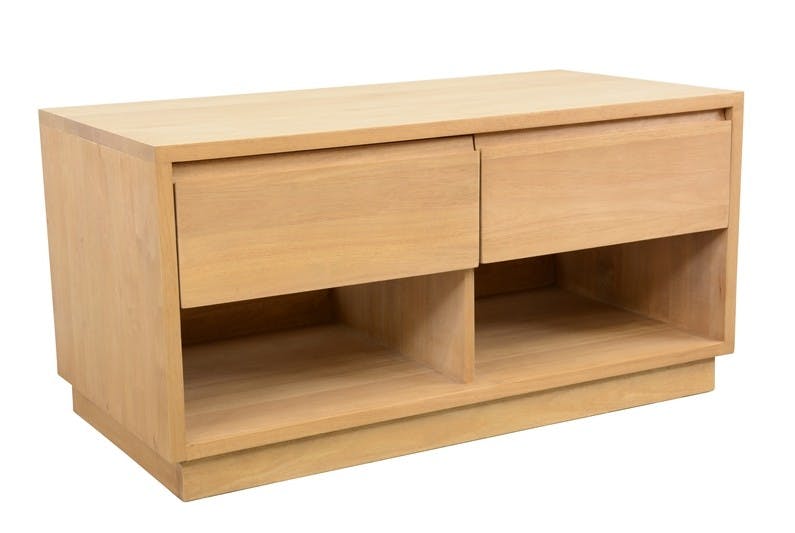 Meuble TV Hévéa 2 tiroirs, 2 niches basses 90x45x45cm BALTIC