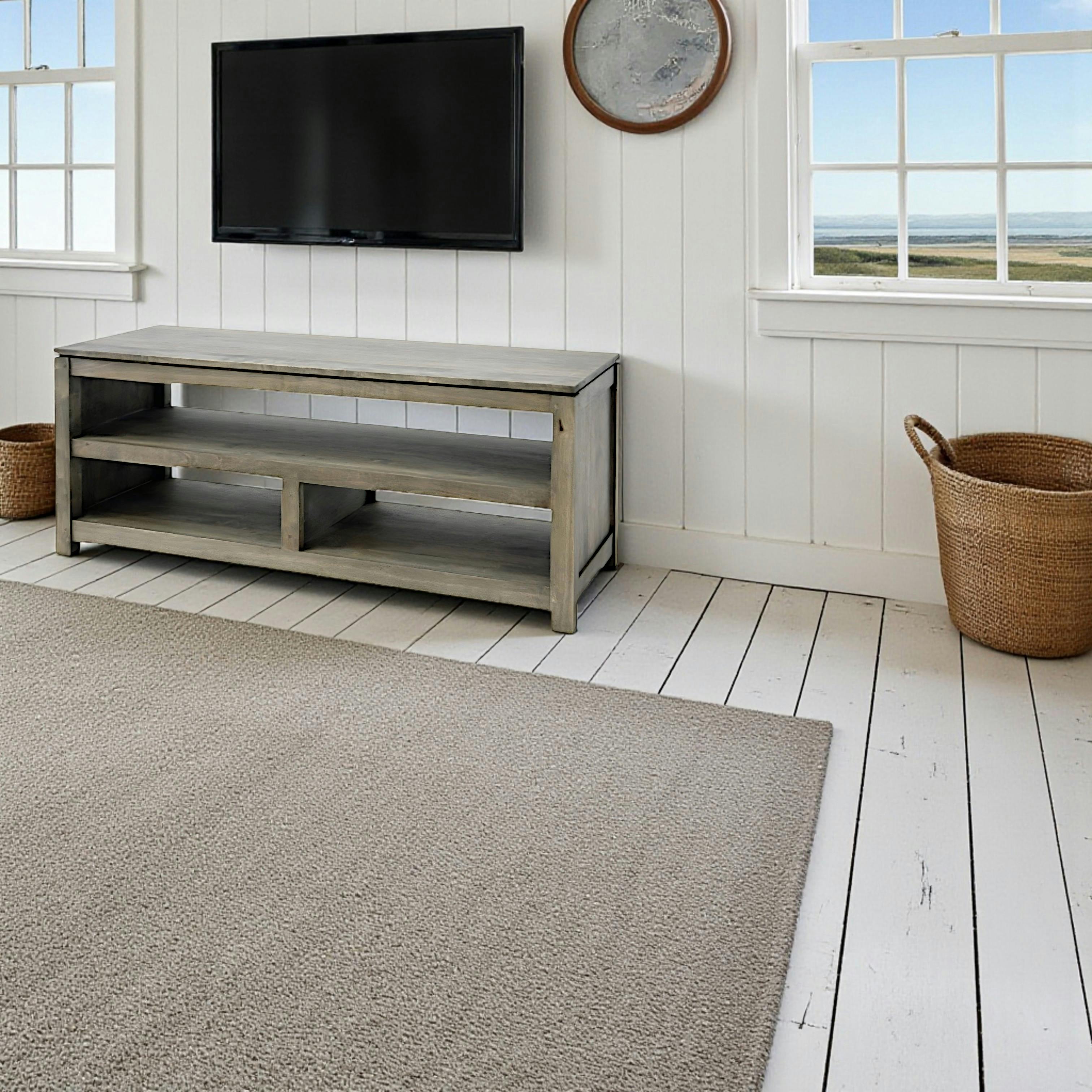 Meuble TV Hévéa 3 niches - dont 1 grande - 120x45x48,6cm HELENA