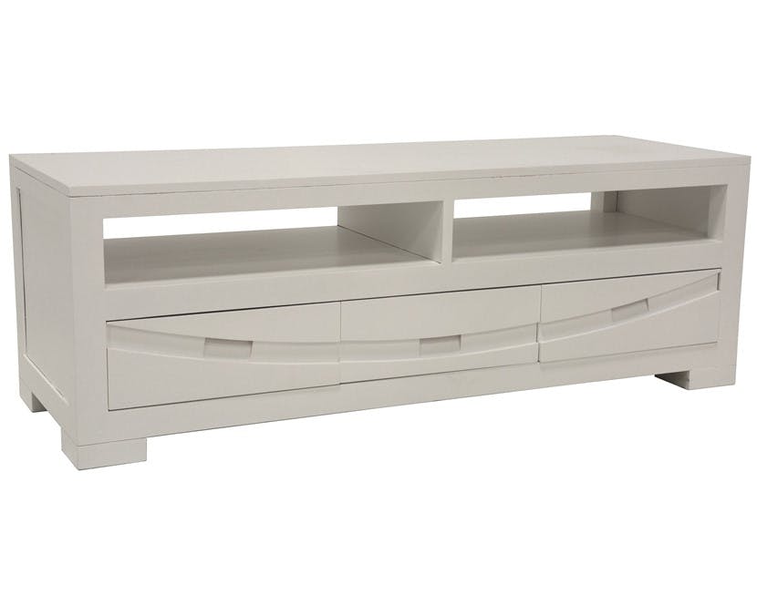 Meuble TV Hévéa 3 tiroirs, 2 niches 130x45x45cm NIAGARA